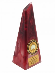 Multi-coloured pyramid-style award